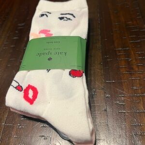 Kate Spade New York Cotton Blend Lips Beauty Crew Socks 3 Pairs